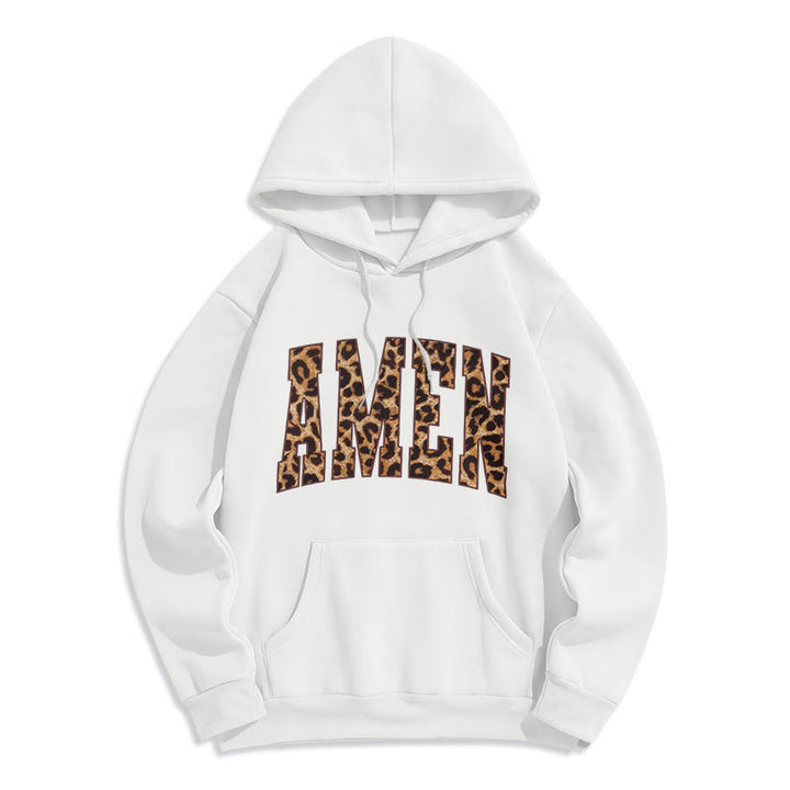 Christianartworkshop  Amen Affirmation Fleece Lined Polyester Hoodie - White - 2XL - image 8