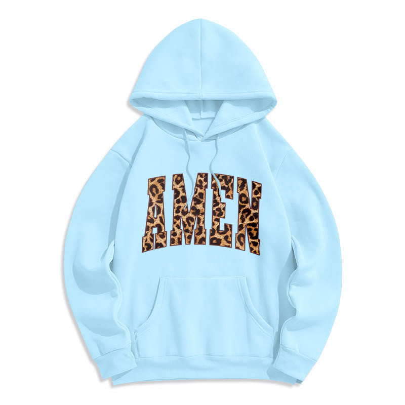 Christianartworkshop  Amen Affirmation Fleece Lined Polyester Hoodie - Blue - 2XL - image 3