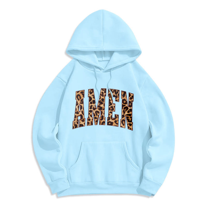 Christianartworkshop  Amen Affirmation Fleece Lined Polyester Hoodie - Blue - 2XL - image 3
