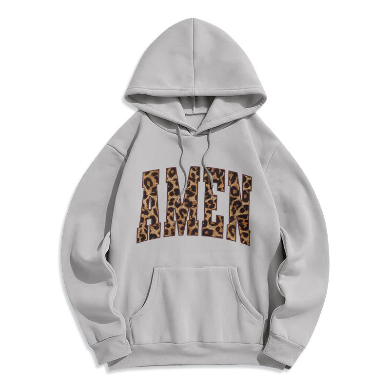 Christianartworkshop  Amen Affirmation Fleece Lined Polyester Hoodie - Grey - 2XL - image 0