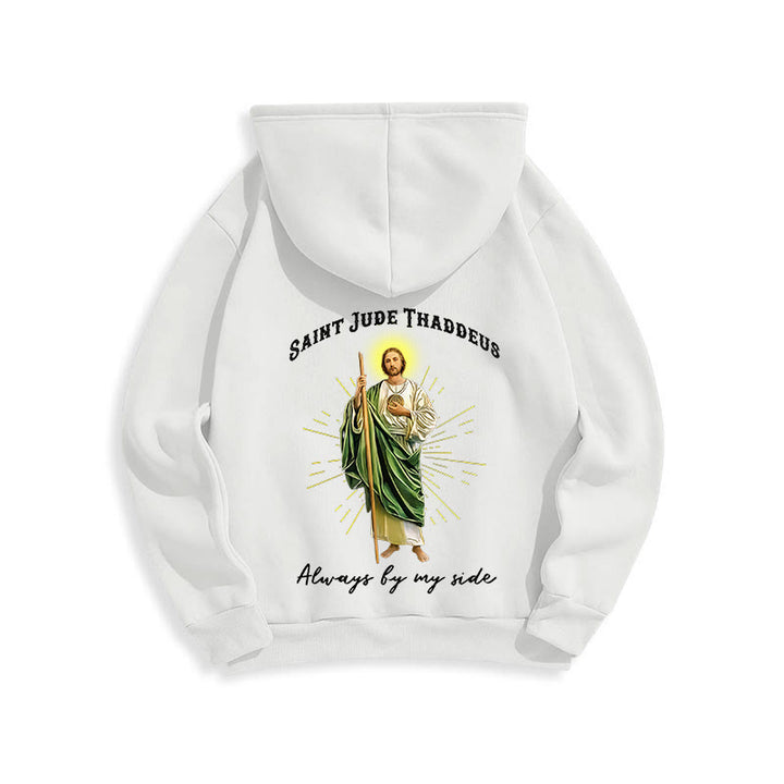 Christianartworkshop St. Jude Always by My Side Fleece Lined Polyester Hoodie - image 6