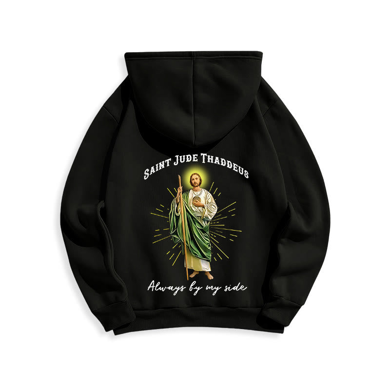 Christianartworkshop St. Jude Always by My Side Fleece Lined Polyester Hoodie - image 2