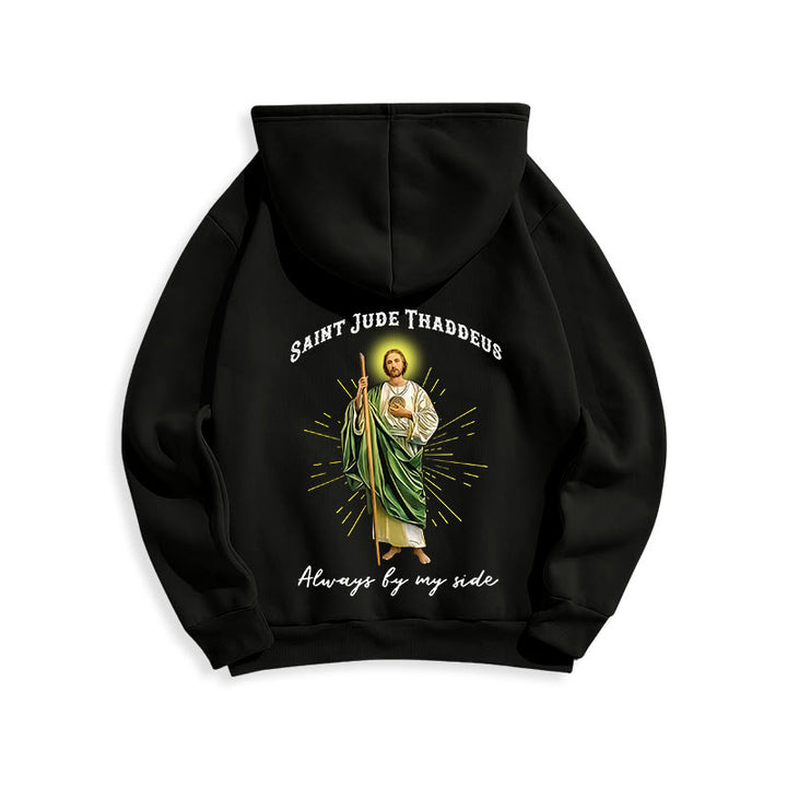 Christianartworkshop St. Jude Always by My Side Fleece Lined Polyester Hoodie - image 2