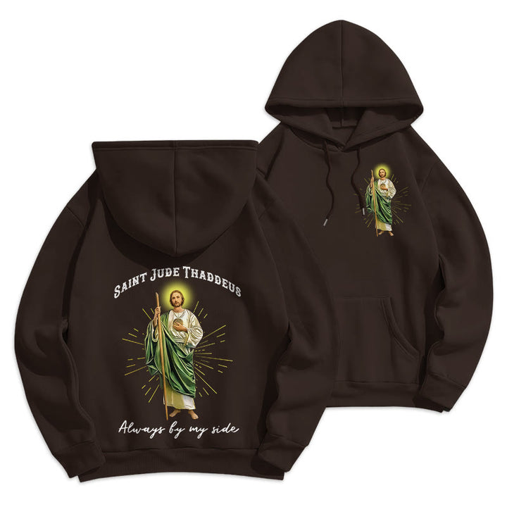 Christianartworkshop St. Jude Always by My Side Fleece Lined Polyester Hoodie - Brown - 2XL - image 22