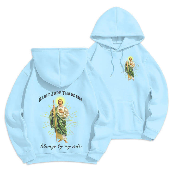 Christianartworkshop St. Jude Always by My Side Fleece Lined Polyester Hoodie - Blue - 2XL - image 13