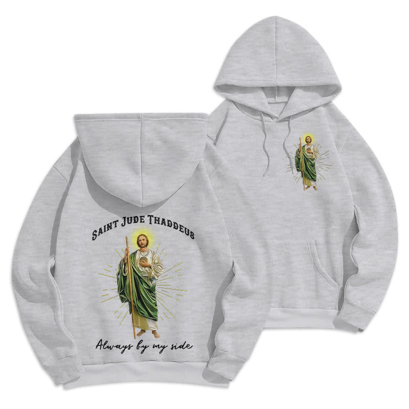 Christianartworkshop St. Jude Always by My Side Fleece Lined Polyester Hoodie - Grey - 2XL - image 7