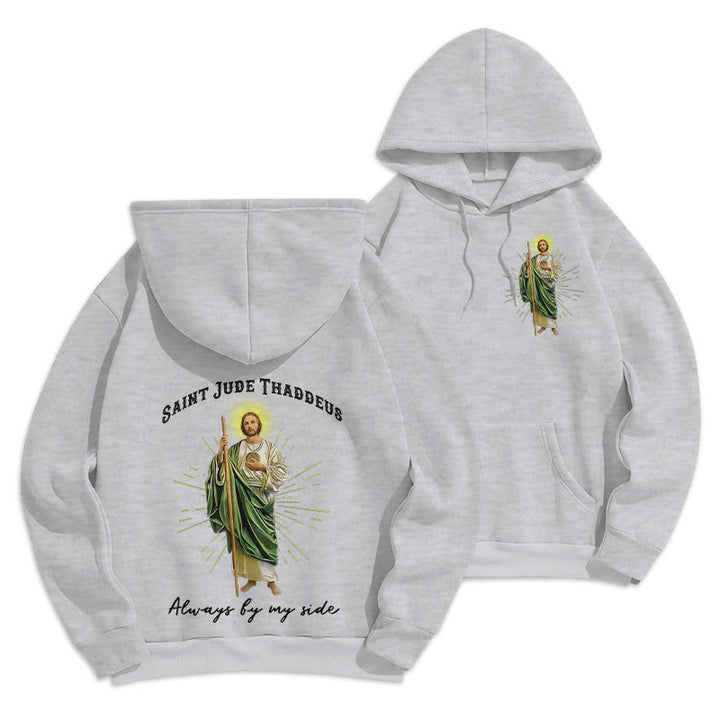 Christianartworkshop St. Jude Always by My Side Fleece Lined Polyester Hoodie - Grey - 2XL - image 7