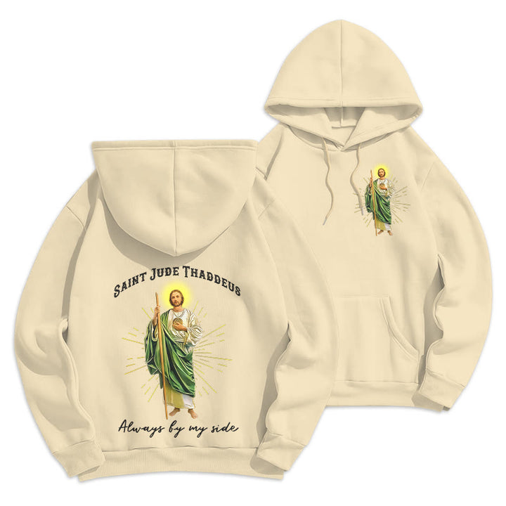Christianartworkshop St. Jude Always by My Side Fleece Lined Polyester Hoodie - Beige - 2XL - image 16