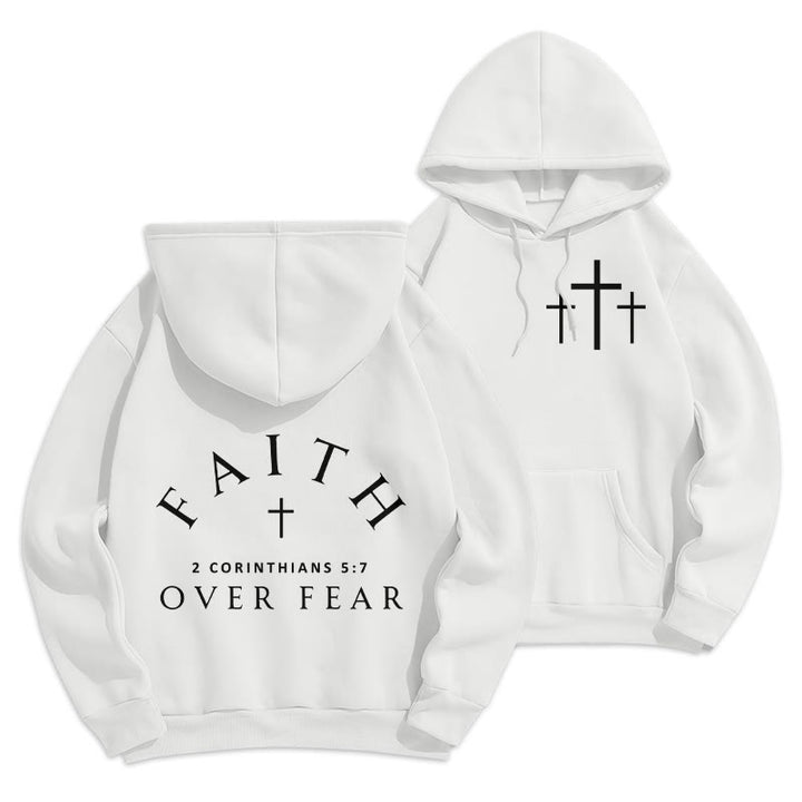 Christianartworkshop 2 Corinthians 5:7 Faith Fleece Lined Polyester Hoodie - White - 2XL - image 7
