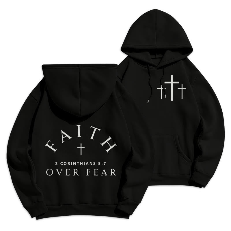 Christianartworkshop 2 Corinthians 5:7 Faith Fleece Lined Polyester Hoodie - Black - 2XL - image 3