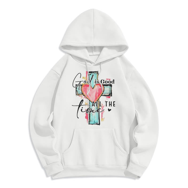 Christianartworkshop God is Good All the Time Cross Fleece Lined Polyester Hoodie - White - 2XL - image 5