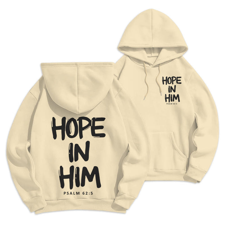 Christianartworkshop Hope in Him Psalm 62:5 Fleece Lined Polyester Hoodie: His Hope in Every Wear - Beige - 2XL - image 4