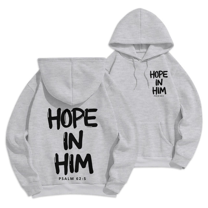 Christianartworkshop Hope in Him Psalm 62:5 Fleece Lined Polyester Hoodie: His Hope in Every Wear - Grey - 2XL - image 19
