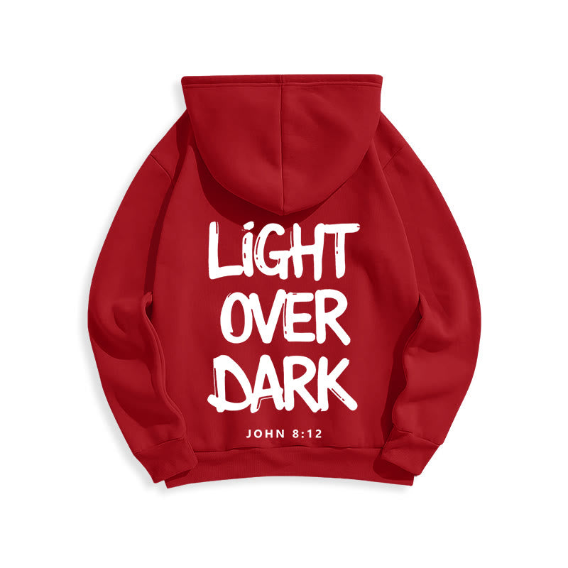 Christianartworkshop Light Over Dark John 8:12 Fleece Lined Polyester Hoodie - image 2