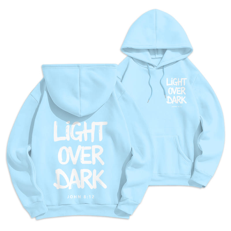 Christianartworkshop Light Over Dark John 8:12 Fleece Lined Polyester Hoodie - Blue - 2XL - image 4
