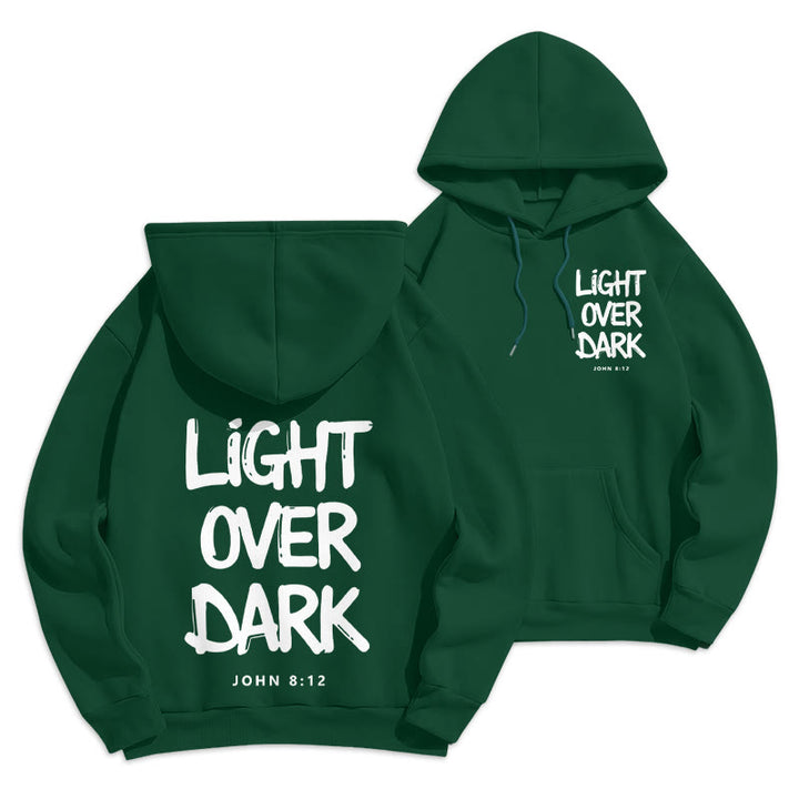 Christianartworkshop Light Over Dark John 8:12 Fleece Lined Polyester Hoodie - Green - 2XL - image 10