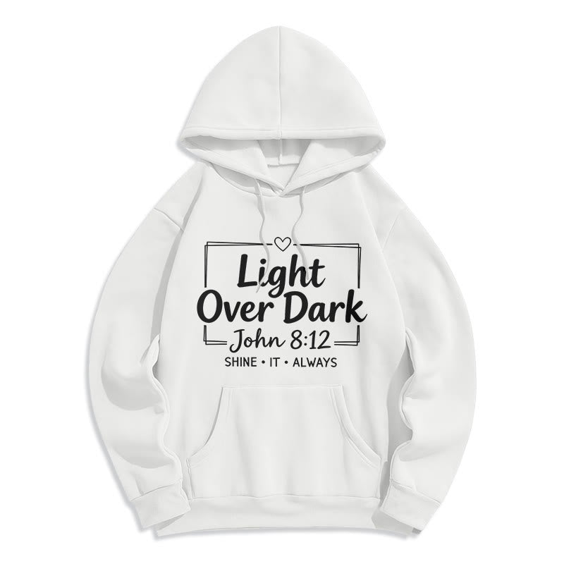Christianartworkshop Shine It Always Light Over Dark Fleece Lined Polyester Hoodie - White - 2XL - image 8