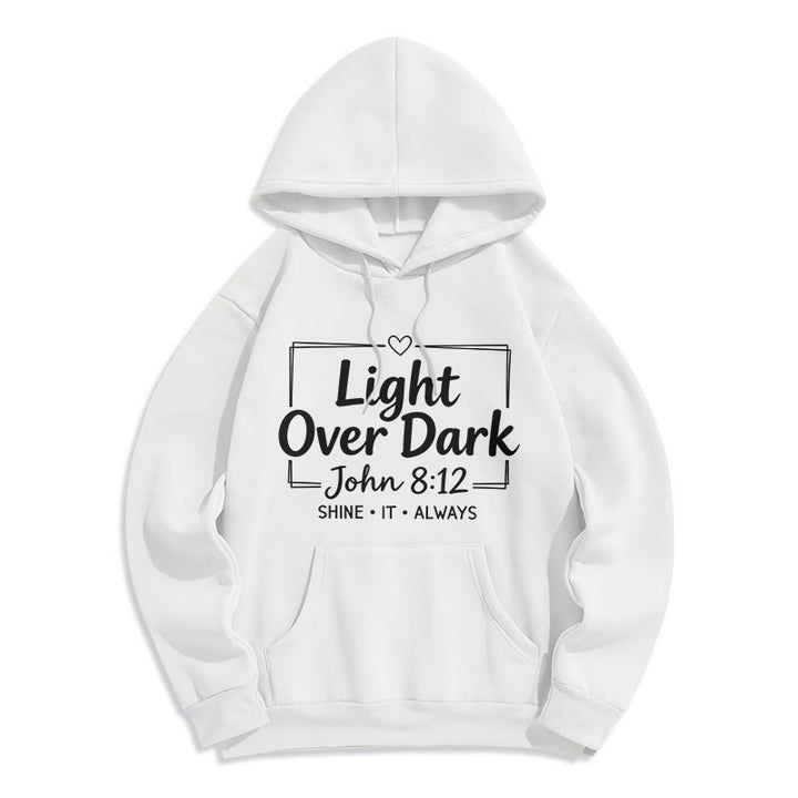 Christianartworkshop Shine It Always Light Over Dark Fleece Lined Polyester Hoodie - White - 2XL - image 8