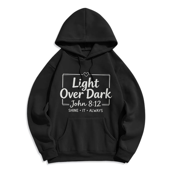 Christianartworkshop Shine It Always Light Over Dark Fleece Lined Polyester Hoodie - Black - 2XL - image 7