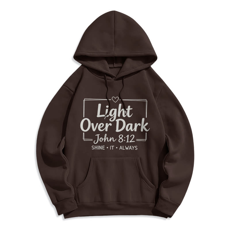 Christianartworkshop Shine It Always Light Over Dark Fleece Lined Polyester Hoodie - Brown - 2XL - image 6