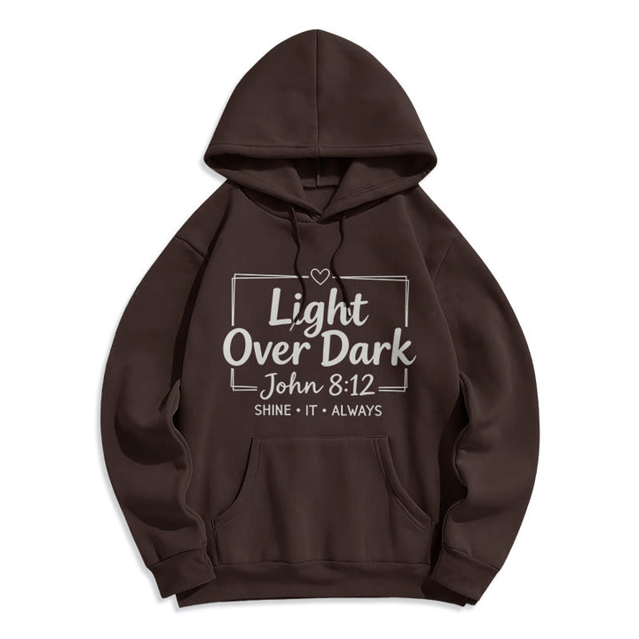 Christianartworkshop Shine It Always Light Over Dark Fleece Lined Polyester Hoodie - Brown - 2XL - image 6