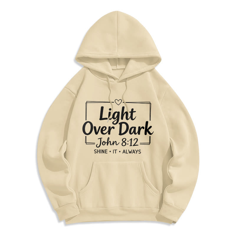 Christianartworkshop Shine It Always Light Over Dark Fleece Lined Polyester Hoodie - Beige - 2XL - image 4