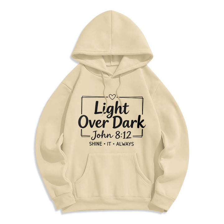 Christianartworkshop Shine It Always Light Over Dark Fleece Lined Polyester Hoodie - Beige - 2XL - image 4
