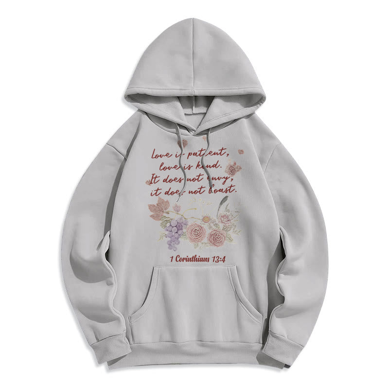 Christianartworkshop 1 Corinthians 13:4 Love is Patient Fleece Lined Polyester Hoodie - Grey - 2XL - image 2