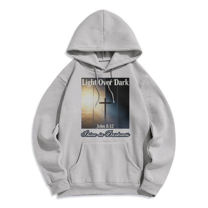 Christianartworkshop John 8:12 Shine in Darkness Fleece Lined Polyester Hoodie - Grey - 2XL - image 3