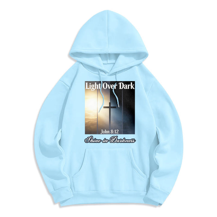 Christianartworkshop John 8:12 Shine in Darkness Fleece Lined Polyester Hoodie - Blue - 2XL - image 5