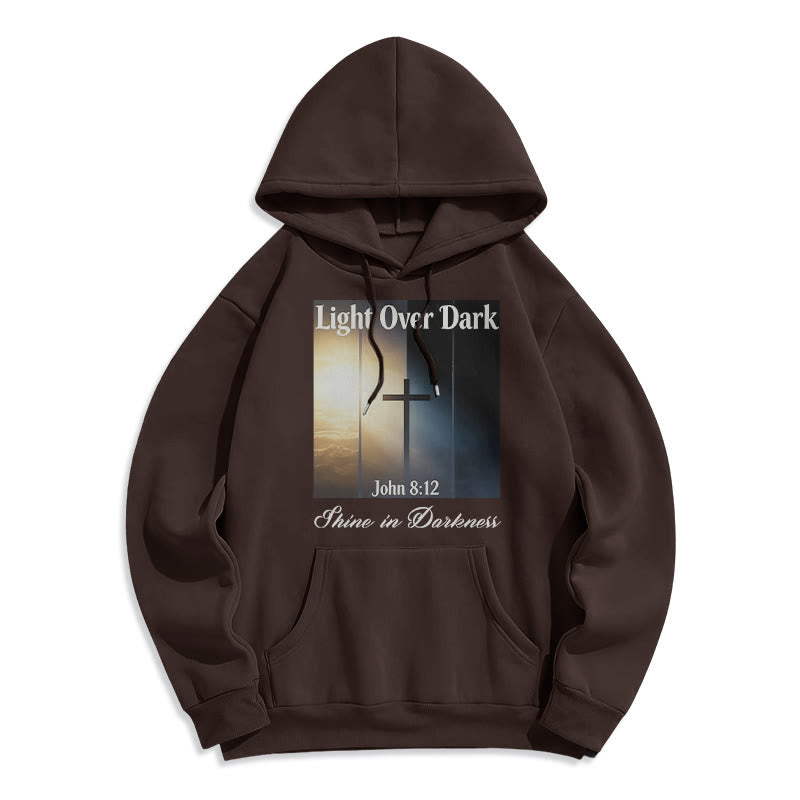 Christianartworkshop John 8:12 Shine in Darkness Fleece Lined Polyester Hoodie - Brown - 2XL - image 8