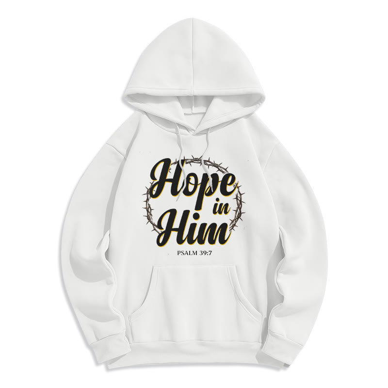 Christianartworkshop Crown of Thorns Hope in Him Fleece Lined Polyester Hoodie - White - 2XL - image 3