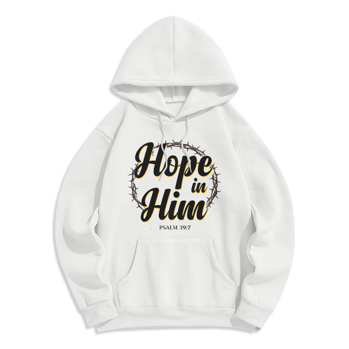 Christianartworkshop Crown of Thorns Hope in Him Fleece Lined Polyester Hoodie - White - 2XL - image 3