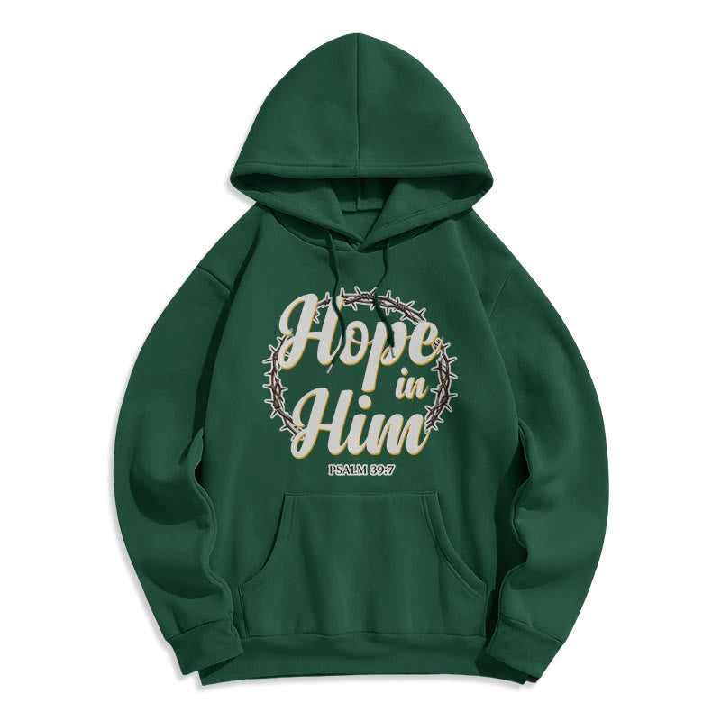 Christianartworkshop Crown of Thorns Hope in Him Fleece Lined Polyester Hoodie - Green - 2XL - image 8