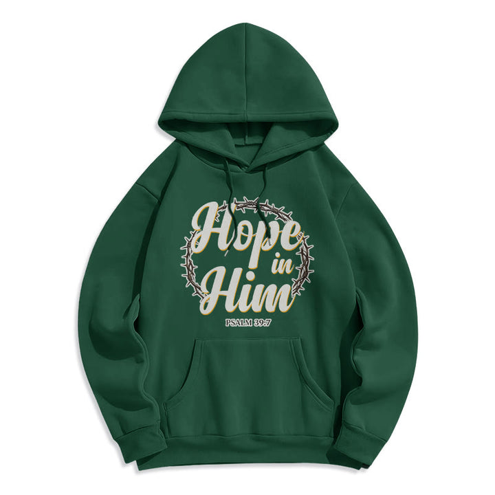 Christianartworkshop Crown of Thorns Hope in Him Fleece Lined Polyester Hoodie - Green - 2XL - image 8