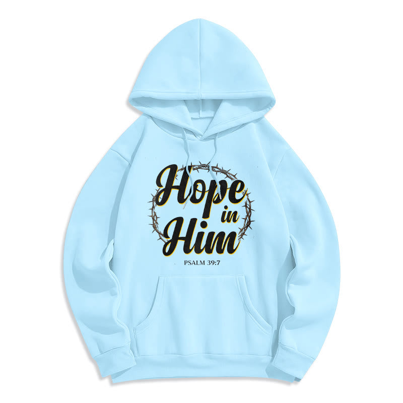 Christianartworkshop Crown of Thorns Hope in Him Fleece Lined Polyester Hoodie - Blue - 2XL - image 6