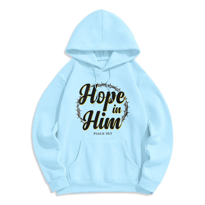 Christianartworkshop Crown of Thorns Hope in Him Fleece Lined Polyester Hoodie - Blue - 2XL - image 6