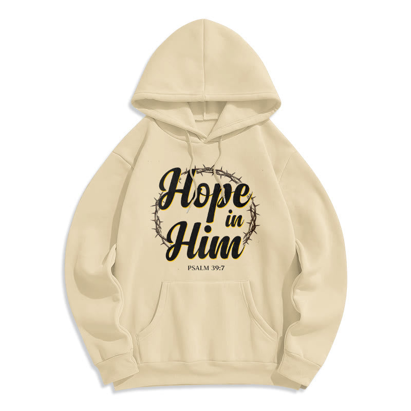 Christianartworkshop Crown of Thorns Hope in Him Fleece Lined Polyester Hoodie - Beige - 2XL - image 7