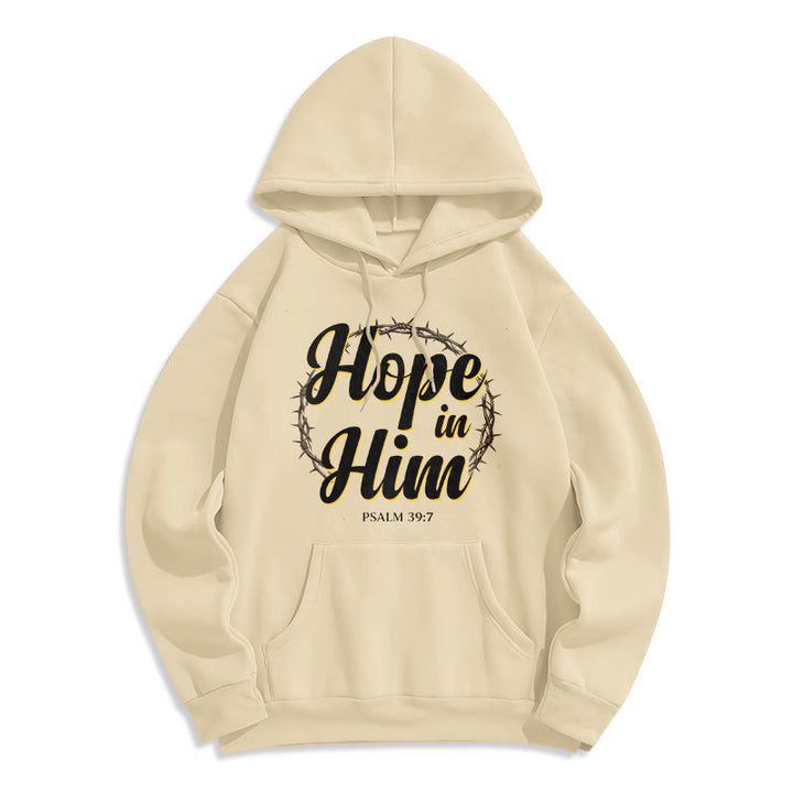 Christianartworkshop Crown of Thorns Hope in Him Fleece Lined Polyester Hoodie - Beige - 2XL - image 7