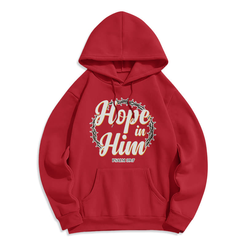 Christianartworkshop Crown of Thorns Hope in Him Fleece Lined Polyester Hoodie - Red - 2XL - image 5
