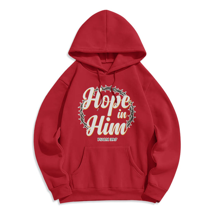 Christianartworkshop Crown of Thorns Hope in Him Fleece Lined Polyester Hoodie - Red - 2XL - image 5