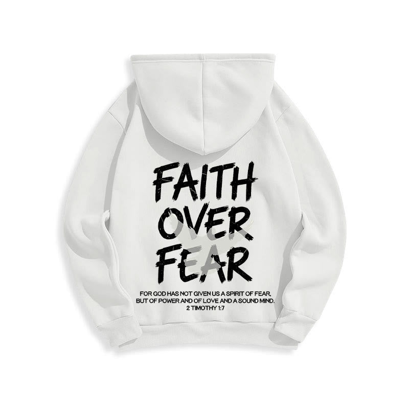 Christianartworkshop Faith Over Fear 2 Timothy 1:7 Fleece Lined Polyester Hoodie - image 12