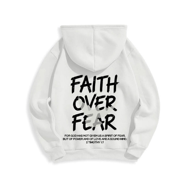 Christianartworkshop Faith Over Fear 2 Timothy 1:7 Fleece Lined Polyester Hoodie - image 12