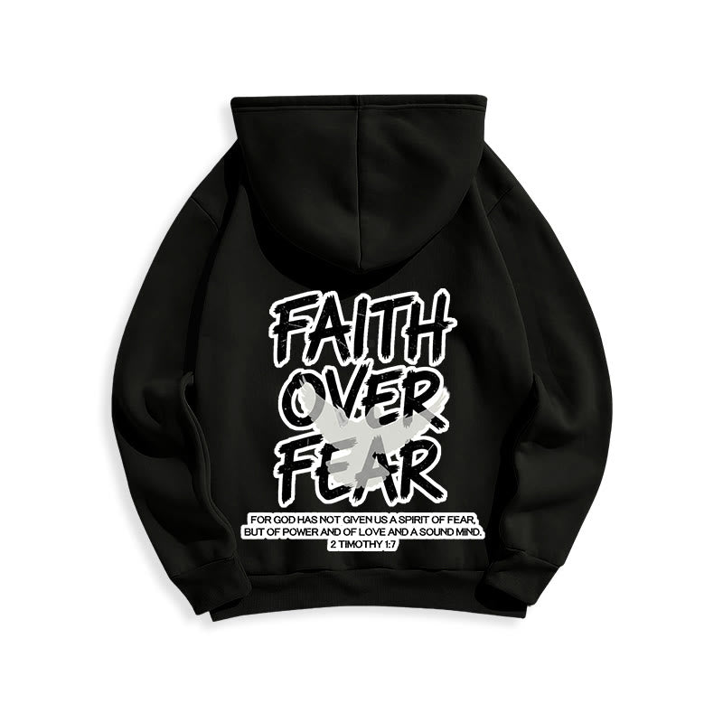 Christianartworkshop Faith Over Fear 2 Timothy 1:7 Fleece Lined Polyester Hoodie - image 9