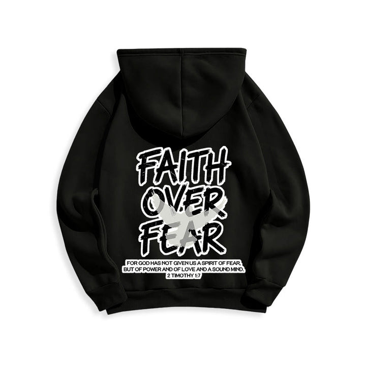 Christianartworkshop Faith Over Fear 2 Timothy 1:7 Fleece Lined Polyester Hoodie - image 9