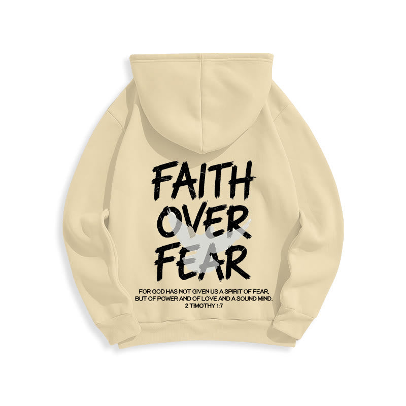 Christianartworkshop Faith Over Fear 2 Timothy 1:7 Fleece Lined Polyester Hoodie - image 23