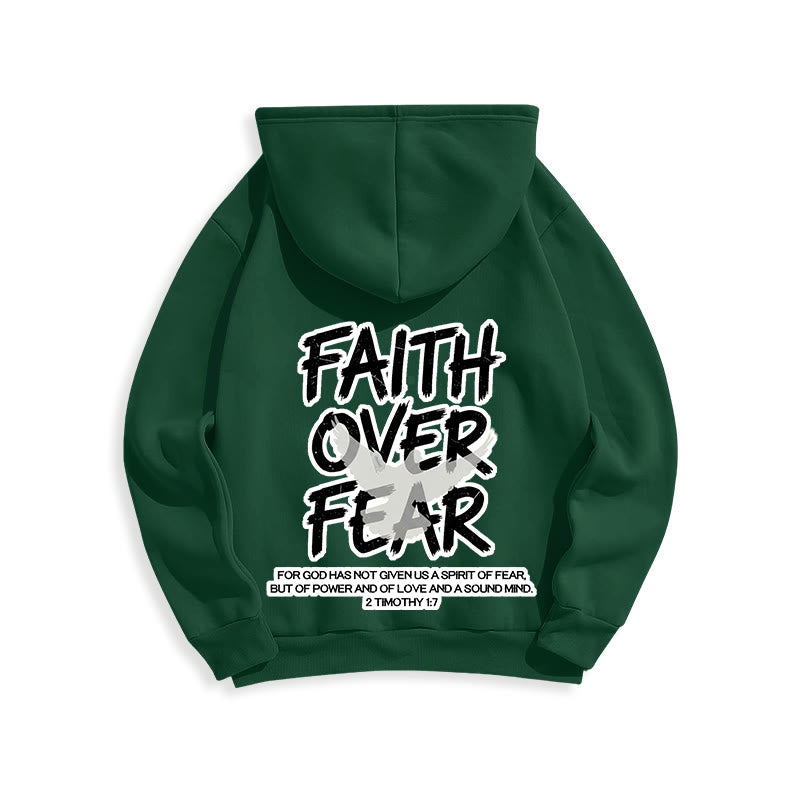Christianartworkshop Faith Over Fear 2 Timothy 1:7 Fleece Lined Polyester Hoodie - image 2
