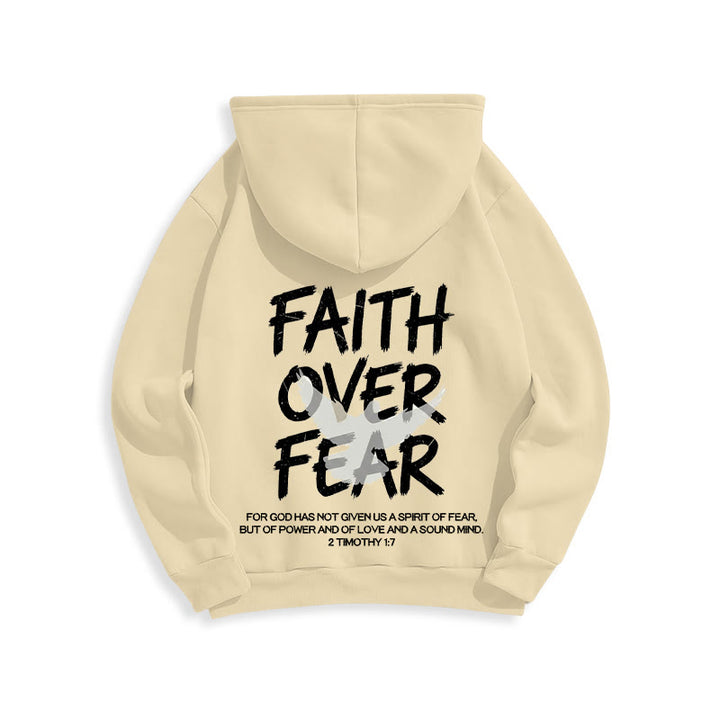 Christianartworkshop Faith Over Fear 2 Timothy 1:7 Fleece Lined Polyester Hoodie - image 24