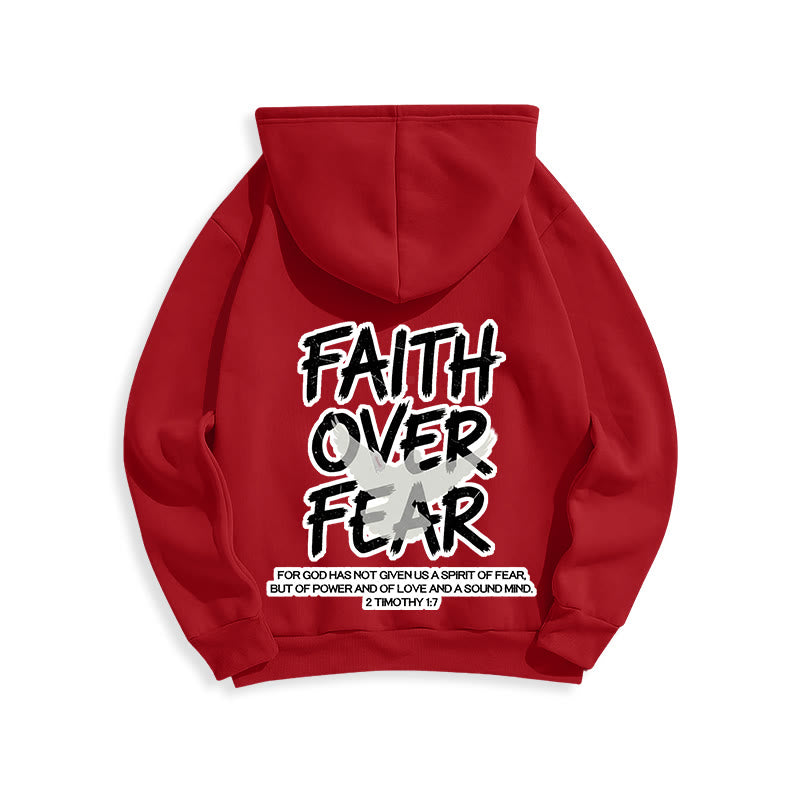 Christianartworkshop Faith Over Fear 2 Timothy 1:7 Fleece Lined Polyester Hoodie - image 18