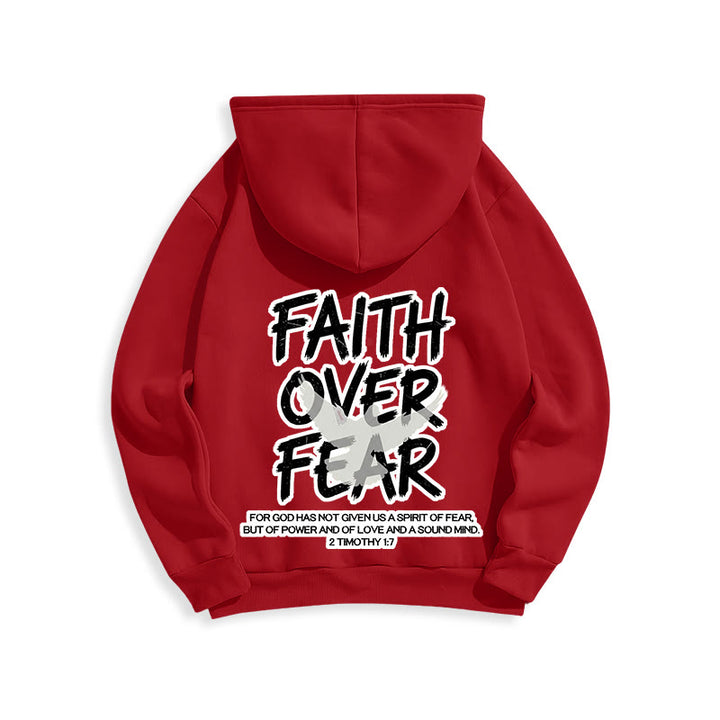 Christianartworkshop Faith Over Fear 2 Timothy 1:7 Fleece Lined Polyester Hoodie - image 18